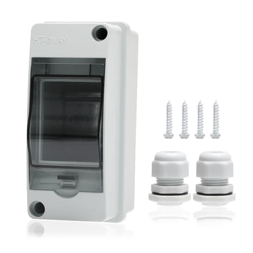 Image of KERWINN 2 Way Distribution Protection Box,ABS/PC Alloy Plastic Transparent Cover Circuit Breaker Box IP66 Waterproof Distribution Box with DIN Rail and Waterproof Connector