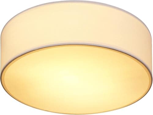 Image of MONZANA® Flush Ceiling Light, White Fabric 30cm for 1x E27 Bulb Socket for LED Bulbs max. 40w, Suitable for Living Room, Kitchen, Bedroom, Home Office, Hallways, Kids Room Ceiling Flush Light