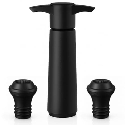 Image of BarBits Black Vacuum Saver Pump & 2 Stopper Set - Wine Stopper, Wine Preserver, Reusable Bottle Sealer Keeps Wine Fresh, Ideal Wine Accessories Gift