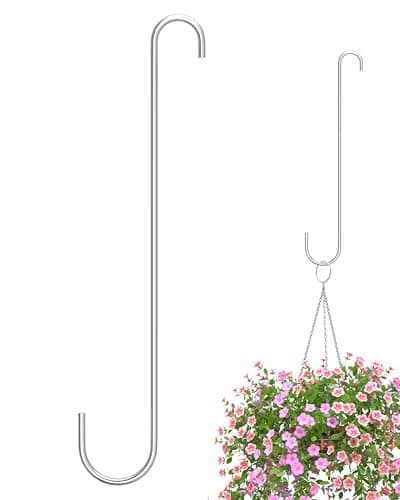 Image of iBorn 12 Inch Extension S Hooks Stainless Steel S Hooks, Heavy Duty S Hook for Hanging Bird Feeders, Flower Basket, Plants, Lanterns, Windchimes, 1 Pack