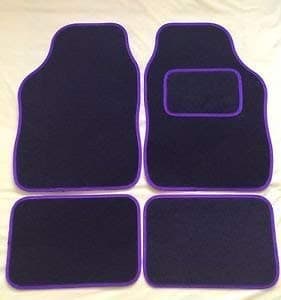 Image of UNIVERSAL CAR FLOOR MATS BLACK WITH PURPLE TRIM - 4 PIECE SET