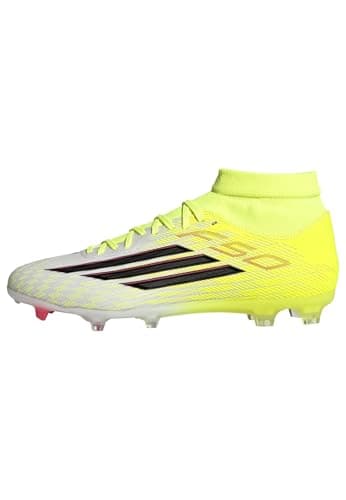 Image of adidas Unisex F50 League Mid Cut Firm Ground/Multi Ground Football Boots, Team Solar Yellow 2/core Black/Lucid red, 7 UK