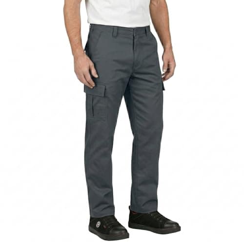 Image of Lee Cooper Men's Cargo Trousers with Multi Pocket Easy Care Safety Workwear Pants Durable Heavy-Duty Work Trouser Regular Fit Button & Zip Closure Pant for Men Casual Wear (Grey, 36W / 31L)