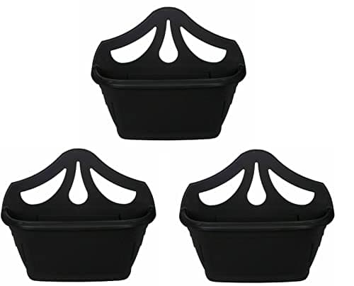 Image of Fence Wall Planter Plant Flower Basket Pot Container Venetian Garden Box Plastic UK (Wall Planter 31 cm Black, 3)