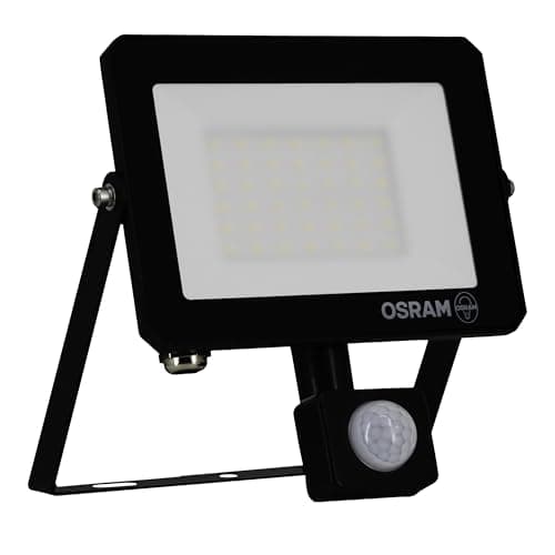 Image of OSRAM LUX LED floodlight Modern 30W, 2700lm, 6500K, Outdoor Spotlight, Sensor, IP65, Aluminium Black, Frosted Glass