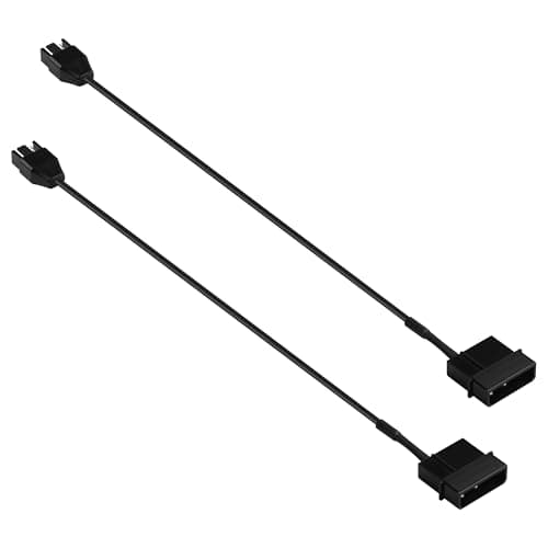 Image of ELFJMZP Molex to 4 Pin Fan Cable 2 Pack - 30cm 12V Full Speed PC Fan Power Splitter, 4-Pin Adapter for ATX PSU Case Cooling (1 to 1)
