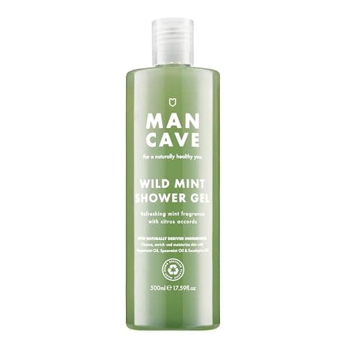 Image of ManCave Wild Mint Mens Shower Gel, 500 ml, Body Wash, Natural Ingredients, Vegan, Eco-Conscious and Cruelty-Free, Energising Shower Gel for Men with Lemon, Peppermint, Eucalyptus, Body Wash for Men