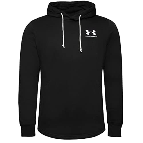 Image of Under Armour Men's Rival Terry Long Crew Neck Hoodie T-Shirt, Black (001)/Onyx White, XL