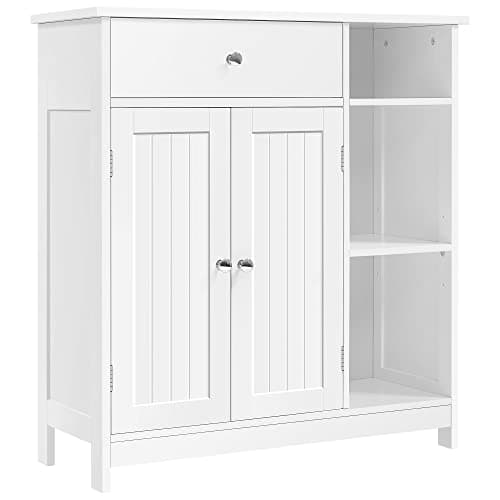 Image of Yaheetech Bathroom Floor Cabinet, Freestanding Storage Organizer, Storage Cabinet with Doors & Drawer & Adjustable Shelves for Living Room, Entryway, Kitchen, White