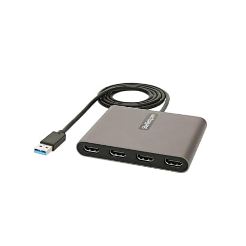 Image of StarTech USB 3.0 to Quad HDMI Adapter, USB Type-A to 4 HDMI Monitor Converter, External Video Graphics Card, 4x 1080p 60Hz, Windows Only, TAA, Laptops and Desktops, Bus Powered, 1m Cable