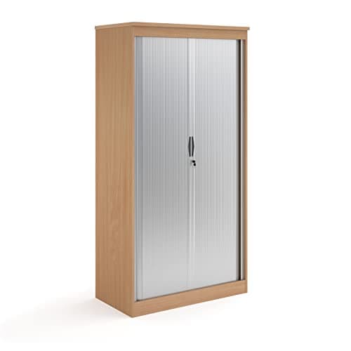 Image of Mr Office Systems horizontal tambour door cupboard - 2000mm high, Beech