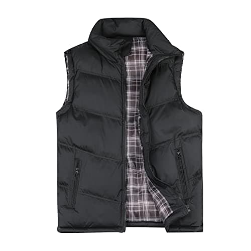 Image of YOUTHUP Mens Gilets Casual Outdoor Quilted Body Warmer Winter Classic Sleeveless Jackets, Black, M