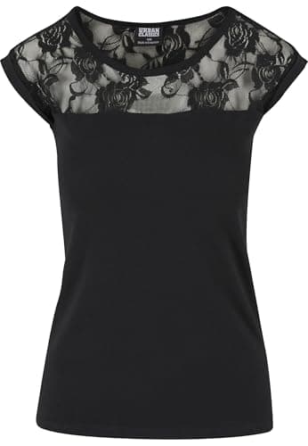 Image of Urban Classics Women's Women's Top Laces Tee T Shirt, Black (Black 7), S UK