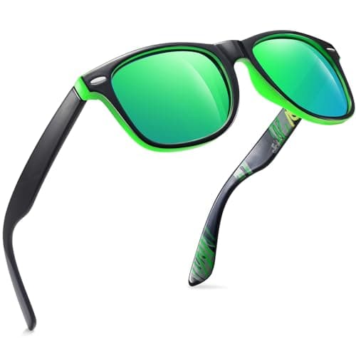Image of Joopin Square Polarised Sunglasses for Men Women UV Protection Unisex Mirror Retro Sunglasses Man for Driving Hiking Fishing Sports (Black Green)