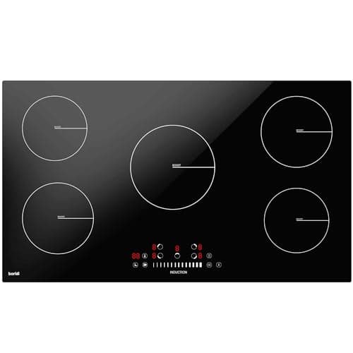 Image of Baridi 90cm Built-In Induction Hob with 5 Cooking Zones, 9300W, Boost Function, 9 Power Levels, Slider Touch Control, Hardwired - DH180