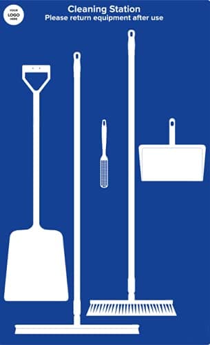 Image of Floor Cleaning Station With Squeegee Shadow Board (Blue- without products)