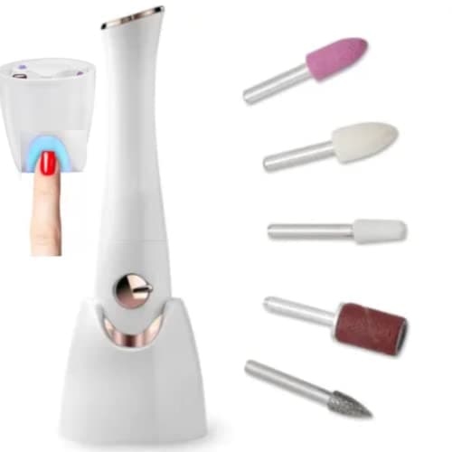 Image of Manicure Pedicure Nail File Set 5 in 1 Portable Electric Nail Drill System for Salon Quality Care of Hands and Feet at Home Battery Powered