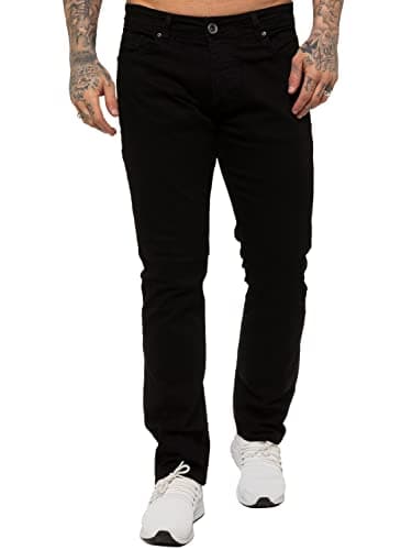 Image of 989Zé ENZO Mens Stretch Straight Leg Regular Fit Classic Denim Jeans All Waist Sizes EZ359 Black 38W / 32L