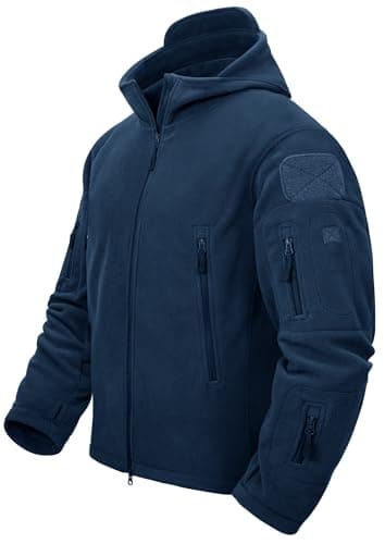 Image of TACVASEN Men's Hoodies Zip Up Winter Thermal Thick Fleece Jacket Army Tactical Work Jackets UK Royal Blue,S