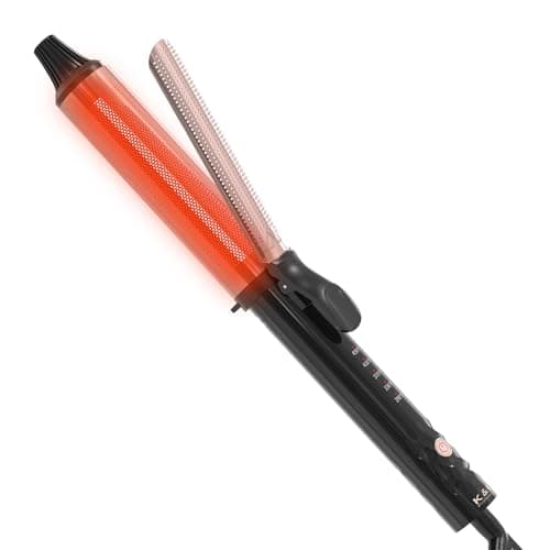 Image of K&K Professional Infrared Curling Iron, 38mm Barrel, Dual Voltage, Rose Gold, Digital Temperature Display (38mm)