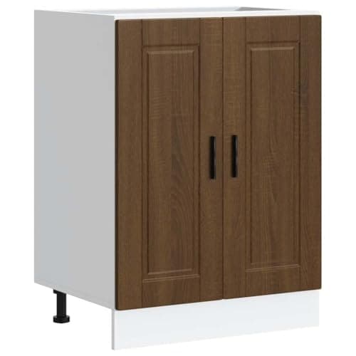 Image of vidaXL Porto Kitchen Base Cabinet - Brown Oak Engineered Wood, Adjustable Feet, Ample Storage, 60x46x81.5 cm