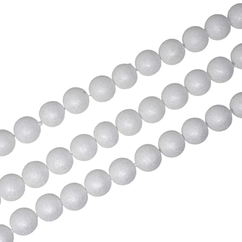 Image of Glitter Sparkling White Christmas Bead Garland Tree Decoration - 1.8 Metres
