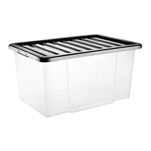 Image of VTL® PLASTIC STORAGE BOXES WITH LID - BLACK LID - 17 SIZES - HOME - BEDROOM - GARAGE - OFFICE - SCHOOL - STORAGE - NESTABLE - STACKABLE (50 LITRE, 1 BOX)