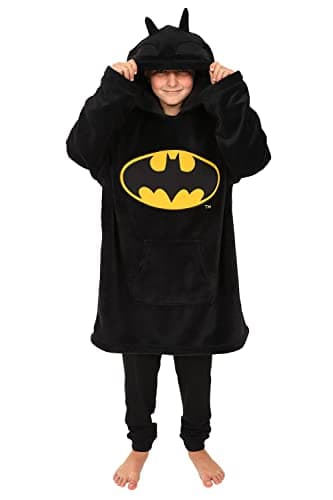 Image of BATMAN Hoodie, Oversized Warm Fleece Blanket Hoodie for Boys 5-10 Years Black