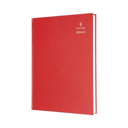 Image of Collins Standard Desk Mid Year Diary Planner A4 Day A Page Academic Year 2024-25 (Appointments) FSC Paper - Red - Daily Mid Year Journal for Students, Teachers - 44M.15-2425 - July 2024 to July 2025