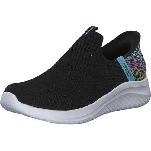 Image of Skechers Girl's Ultra Flex 3.0 Colory Wild Sneakers, Black Mesh/Multi Trim, 4 UK Child