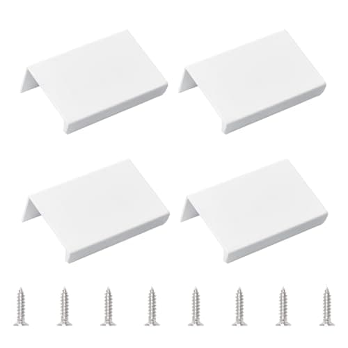 Image of MOROBOR White Mini Finger Edge Pull, 4 PCS Concealed Handle Modern Style Drawer Handle, Right Angle Aluminum Alloy Invisible Wardrobe Knobs for Cabinet Hardware Drawer/50 mm