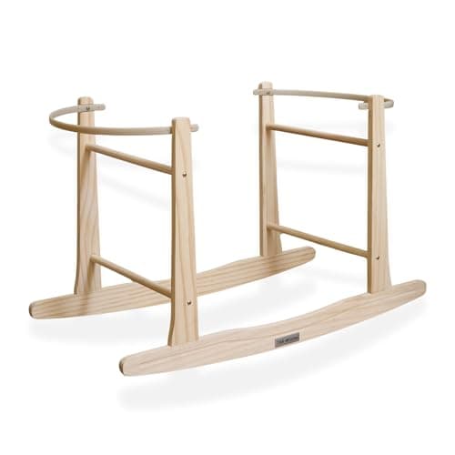 Image of Clair de Lune Wooden Standard Rocking Moses Basket Stand Natural