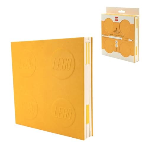 Image of IQ LEGO Notebook with Lock & Gel Pen (Yellow) - 192 Page Lined Notebook in LEGO Design - Includes Gel Pen with 0.7mm Lead - Officially Licensed Product - Gift Idea for Children and Fans