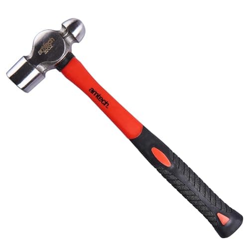 Image of Amtech - Ball Pein Hammer, Heavy Duty Head for Metal Shaping, Durable Fibreglass Shaft, Rubber Grip for Comfort and Control (32oz / 1kg)