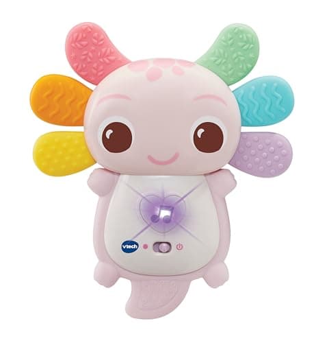 Image of VTech Baby Rainbow Colours Axolotl Teether Pink, Interactive Sensory Toy with Lights & Melodies, Tactile Stimulation, Gift for Ages 3, 6, 9 Months+, English Version