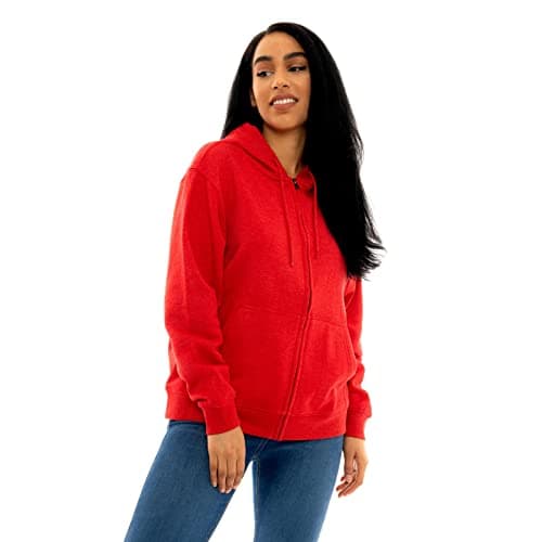 Image of Style It Up Adults Unisex Mens Ladies Full Zip Hoodies Womens Fleece Sweatshirt Plain Top (Red, X Large)