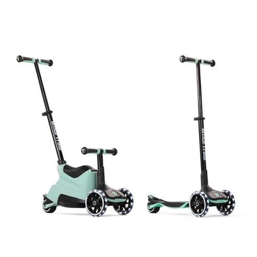Image of Smartrike Xtend Ride-on Plus Toddler Scooter, Soft Green – From 12+ Months to 12+ Years – Foldable, XL LED Wheel, Extendable Footboard – 5-in-1 Versatile 3-Wheel Scooter with Storage Box