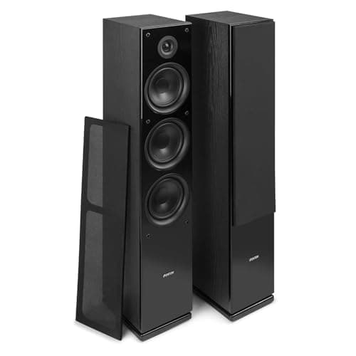 Image of Fenton SHF80B Floor Standing HiFi Tower Speakers Pair, 500W 3-Way Passive Home Theatre Audio Stereo System, Black with 6.5" Woofers & Silk Dome Tweeter
