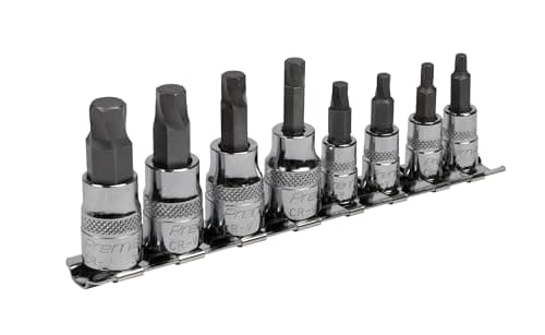 Image of Sealey AK65602 8pc 1/4" & 3/8"Sq Drive Lock-On™ Hex Socket Bit Set Imperial