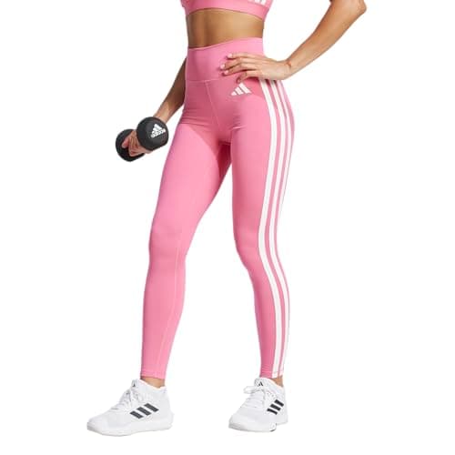 Image of Adidas Womens Optime Essentials 3-Stripes 7/8 Training Leggings, Pink Fusion/White, XS