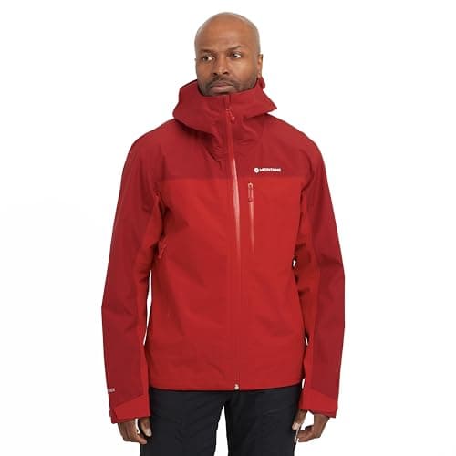 Image of Montane Men's Hydron GORE-TEX® Jacket, Red, Waterproof, Lightweight, with Adjustable Cuffs, Grown-on Hood, 3 Zipped Pockets, for Outdoor Adventure (UK, Alpha, M, Regular, Regular, Red)