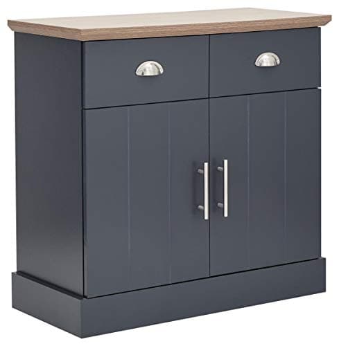 Image of GFW Kendal Compact Sideboard Cabinet Unit With 2 Storage Drawers & Storage Cupboards, Contemporary Wooden Sideboards For Living Room, Dining Room & Kitchen, Slate Blue H77 x W79 x D39 Blue sideboard