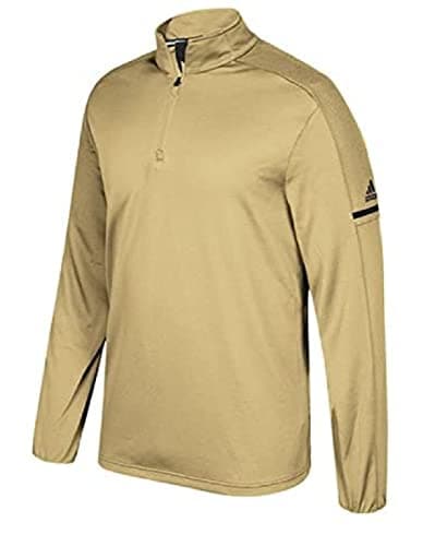 Image of Adidas Men's Climalite Custom 1/4 Zip Long Sleeve Pullover , Sand/Black, Size XL