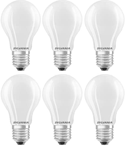 Image of SYLVANIA GLS Frosted LED Light Bulb, Dimmable, E27, 7W, 806 Lumens, Warm White 2700K - 6 Pack
