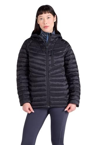 Image of Mountain Warehouse Skyline Womens Hydrophobic Down Jacket - Water Resistant, Insulated Puffer Jacket, Adjustable - Autumn Winter, Travelling & Daily Use Black Women's Size 12