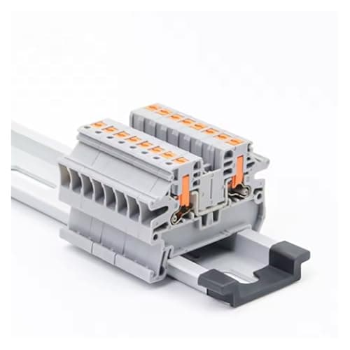 Image of 10Pcs DIN Rail Terminal Block PTV-2.5 Push-In Connector Spring Side-Entry 2.5mm² Cable Wiring Conductor PTV2(10pcs grey)