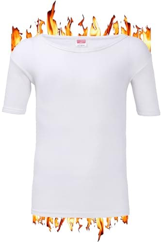 Image of ZRWASKA® Mens Thermal Underwear Vests Long Sleeve Tops, Thermal T-Shirt Short Sleeve Warm Underlayer Winter Thermals Base Layer Clothing Men Vest Top White, Half Sleeve Size Large