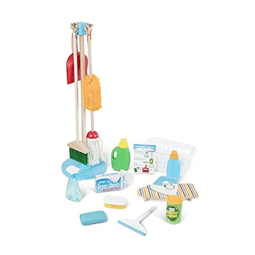 Image of Melissa & Doug Wooden Sweep, Mop & Vacuum Up Cleaning Playsets, 2 Pack