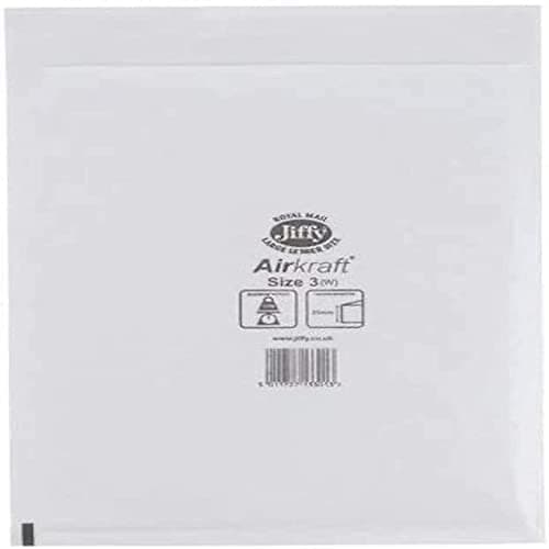 Image of 50 White Jiffy Airkraft Postal Bags Size 3 ( 220x320mm) Bubble-lined Peel and Seal