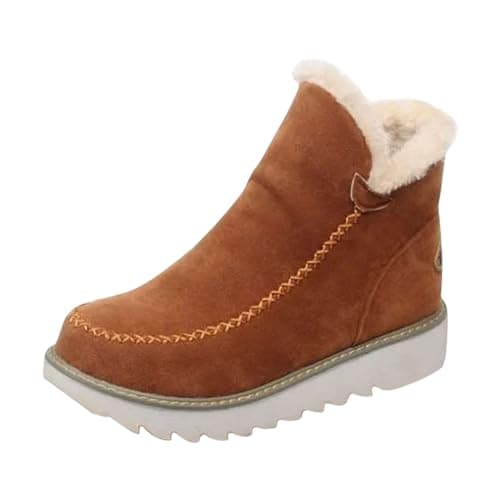 Image of Womens Snow Boots Winter Boots for Women UK Wide Fit, Waterproof Mid Calf Snow with Warm Fleece Lining, Non-Slip Outdoor Traction Sole Ladies Ankle Size 5